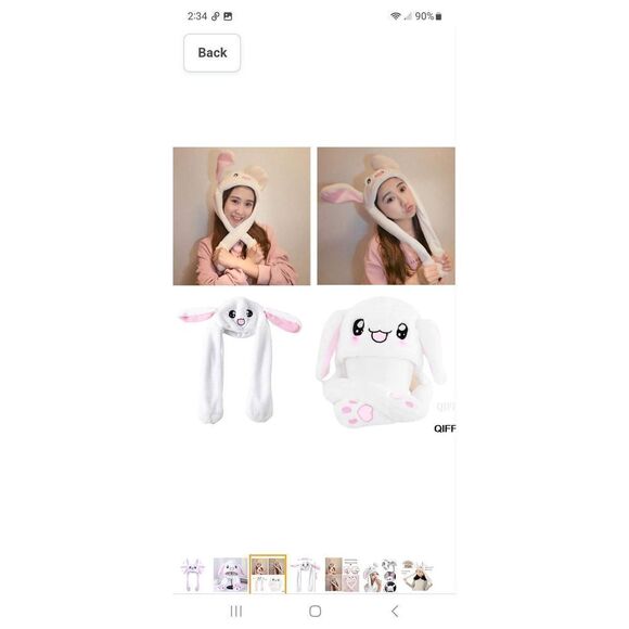 New Girls Easter Bunny Rabbit Hat Ears Move Pink White CUTE NWT - Picture 3 of 10